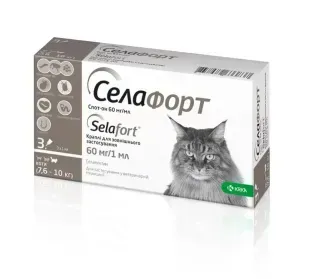 Селафорт спот-он, 60 мг/1 мл, для котів вагою 7,6 - 10 кг, 1 піпетка &mdash;