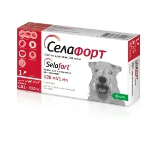 Селафорт спот-он, 120 мг/1 мл, для собак вагою 10,1 - 20 кг, 1 піпетка &mdash;