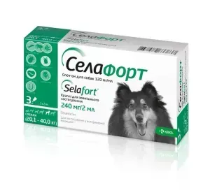 Селафорт спот-он, 240 мг/2 мл, для собак вагою 20,1 - 40 кг, 1 піпетка &mdash;