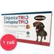 Сімпаріка Тріо (Simparica Trio) 40 - 60 кг &mdash; жувальні таблетки від бліх і кліщів для собак, 1 таб &mdash; фото Сімпаріка Тріо (Simparica Trio), 1 таб &mdash; комбіновані жувальні таблетки для собак масою понад 40 до 60 кг на основі сароланеру, моксидектину та пірантелу. Препарат застосовують при одночасному зараженні або ризику зараження блохами, кліщами та шлунково-кишковими нематодами, а також для профілактики дирофіляріозу й ангіостронгільозу. Захищає від нових уражень блохами протягом 5 тижнів та діє проти окремих видів кліщів протягом 4&ndash;5 тижнів.