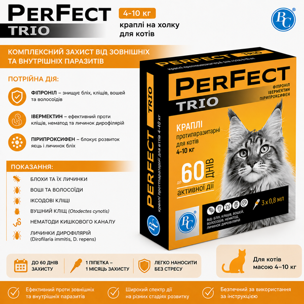 PerFect TRIO (Перфект Тріо) 4-10 кг для котів 1 шт