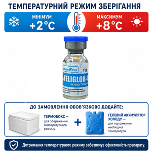 ФЕЛІГЛОБ-4, Імуноглобулін (FELIGLOB-4) флакон 1 мл &mdash; ФЕЛІГЛОБ-4 (FELIGLOB-4) &mdash; ветеринарний імуноглобулін для профілактики та лікування панлейкопенії, інфекційного ринотрахеїту, каліцівірозу й хламідіозу котів. Препарат містить антитіла до збудників цих інфекцій та сприяє формуванню специфічного пасивного імунітету, який після профілактичного введення зберігається щонайменше 2 тижні. Найбільший терапевтичний ефект досягається при застосуванні на початковій стадії захворювання. Фасування &mdash; флакон 1 мл, що відповідає 1 дозі.