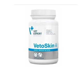ВетоСкін (Vet Expert VetoSkin Small breed&cat) Добавка для підтримання здоров'я шкіри та якості шерсті у котів і собак, 60 капс &mdash;