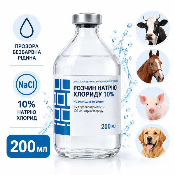 Натрію хлорид 10%, 200 мл