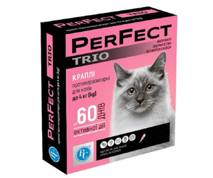 PerFect TRIO до 4 кг (0,6 мл) для котів, Краплі протипаразитарні (3 піпетки) &mdash;