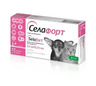 Селафорт спот-он, 15 мг/0,25 мл, для котів та собак до 2,5 кг, 1 піпетка &mdash;