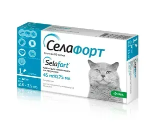 Селафорт спот-он, 45 мг/0,75 мл, для котів вагою 2,6 - 7,5 кг, 1 піпетка &mdash;
