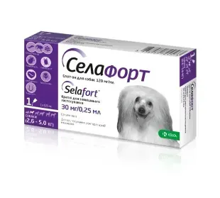 Селафорт спот-он, 30 мг/0,25 мл, для собак вагою 2,6 - 5 кг, 1 піпетка &mdash;