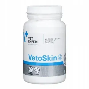 ВетоСкін (Vet Expert VetoSkin) Добавка для підтримання здоров'я шкіри та якості шерсті у котів і собак, 90 капс &mdash;