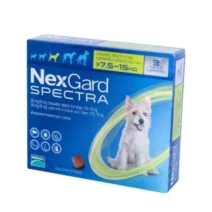 НексГард СПЕКТРА (NexGard Spectra) 3 таблетки від бліх, кліщів і гельмінтів для собак 7,5-15 кг (3 таб) &mdash;
